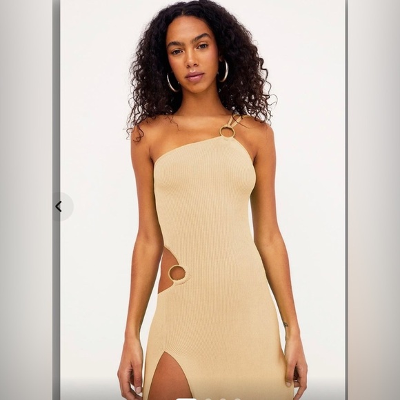 NWT For Love & Lemons||Keisha Maxi Dress in Tan, Size Large - Picture 1 of 13